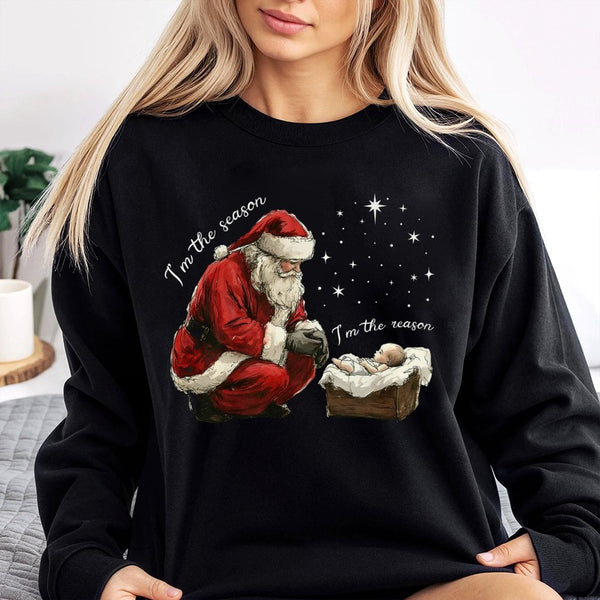 Christian Holiday Sweatshirt, Im the Season Im the Reason Jesus Christmas Sweatshirt, Religious Xmas Crewneck, Faith Graphic 