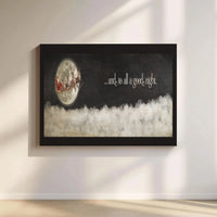Moonlit Night Christmas Canvas Print, Santa Sleigh Canvas Wall Art, Holiday Quote Canvas Home Decor, Festive Winter Holiday Present
