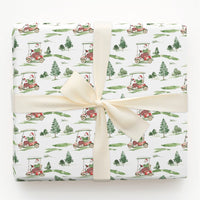 Watercolor Golfing Christmas Gift Wrap, Golf Santa Wrapping Paper, Golf Cart Santa Holiday Wrapping Paper, Golfer Sports Gift Wrap Roll