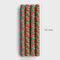 Red and Green Stained Glass Gift Wrap, Watercolor Mosaic Wrapping Paper, Modern Christmas Wrapping Paper, Abstract Holiday Gift Wrap Roll