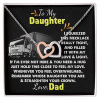 Interlocking Heart Necklace, To My Daughter Necklace from Trucker Dad, Polished Steel Daughter Necklace, Christmas Heart Pendant Present