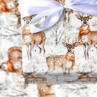 Winter Woodland Animal Gift Wrap, Watercolor Deer Christmas Wrapping Paper, Rustic Holiday Deer Wrapping Paper, Snowy Forest Gift Wrap Roll