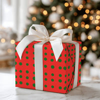 Classic Christmas Gift Wrap, Red Green Polka Dot Wrapping Paper, Festive Dot Holiday Wrapping Paper, Xmas Present Wrap, Holiday Present Paper