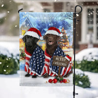 Patriotic American Flag Santa Hat Dog Flag, Labrador Christmas Garden Flag, Double-Sided Lab Holiday Yard Flag, Dog Lover Xmas Decor