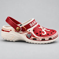 ALA Script A - Crimson and Cream Statement Clogs