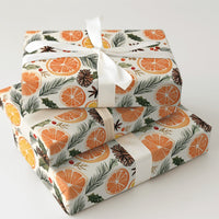 Pinecone Rustic Gift Wrap, Dried Orange Christmas Wrapping Paper, Botanical Winter Holiday Wrapping Paper, Comfy Season Gift Wrap Roll