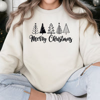 Adorable Minimalist Holiday Tree Crewneck, Merry Christmas Tree Sweatshirt, Winter Forest Graphic Sweater, Comfy Christmas Tree Sweatshirt Present