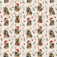 German Shepherd Dog Holiday Gift Wrap, German Shepherd Christmas Wrapping Paper, Santa Hat Pup Wrapping Paper, Dog Lover Xmas Present Paper