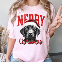 Santa Hat Dog Christmas Shirt, Black Labrador Christmas T-Shirt, Black Lab Holiday Graphic Tee, Dog Lover Christmas T-Shirt, Xmas Present