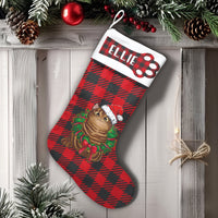 Red Buffalo Plaid Cat Stocking, Personalized Cat Christmas Stocking, Custom Pet Name Holiday Stocking, Comfy Fireplace Decor, Cat Lover Present