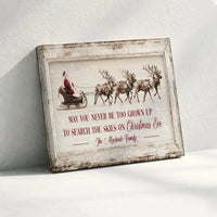 Holiday Quote Illustration Canvas Print, Santa Sleigh Christmas Canvas Wall Art, Vintage Xmas Canvas Decor, Winter Family Home Decor Present