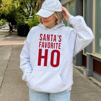 Humorous Santa Christmas Party Hoodie, Santas Favorite Ho Hoodie, Sarcastic Adult Holiday Sweatshirt, Cheeky Xmas Pullover Present for Her