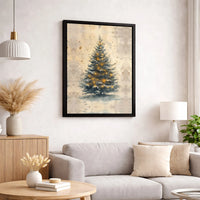 Glowing Lights Holiday Canvas Print, Watercolor Christmas Tree Canvas Wall Art, Festive Xmas Wall Art, Winter Christmas Canvas Decor