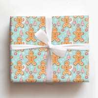 Pink Christmas Tree Gift Wrap, Gingerbread Man Wrapping Paper, Peppermint Holiday Wrapping Paper, Adorable Teal Christmas Present Wrap Roll
