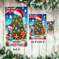 Kangaroo and Koala Santa Hats Holiday Flag, Australian Christmas Garden Flag, Aussie Christmas Yard Flag, Down Under Outdoor House Decor