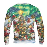 Northern Lights Holiday Crewneck, Christmas Santa Gnome Sweatshirt, Comfy Nordic Winter Pullover, Festive Christmas Gnome Sweatshirt