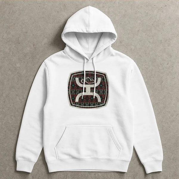 Holiday Knitted Pattern Hooded Sweatshirt, Fair Isle Ugly Christmas Sweater Hoodie, Comfy Winter Xmas Pullover, Family Party 
