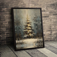 Impressionist Winter Forest Canvas Print, Christmas Tree Canvas Wall Art, Snowy Landscape Canvas Art, Holiday Season Wall Decor Present