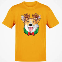 Holiday Dog Lover T-Shirt, Corgi Christmas Reindeer Antlers Shirt, Adorable Xmas Puppy Graphic Tee, Festive Corgi Shirt, Winter Holiday Present