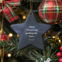 Starry Night Sky Keepsake from Son, Mom Guiding Star Ornament, Ceramic Christmas Star Ornament, Mother Holiday Decor Star Tree Ornament
