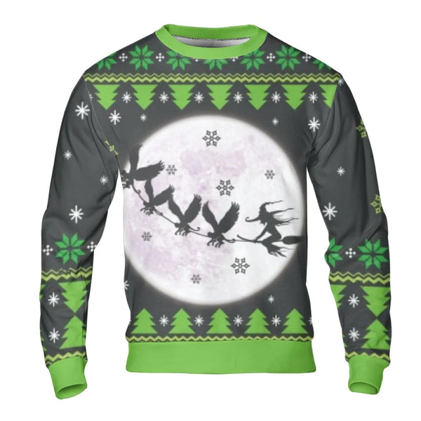 Full Moon Witchy Sweatshirt, Witch Raven Christmas Sweatshirt, Gothic Raven Crewneck Sweatshirt, Dark Fantasy Holiday Sweater