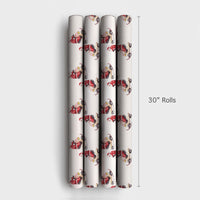 Watercolor Santa Scooter Gift Wrap, Santa Riding Scooter Wrapping Paper, Whimsical Christmas Wrapping Paper, Holiday Present Wrapping Paper