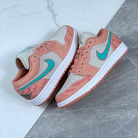 Low Top Sneakers, Green Pink Colorway, Lace Up Design, Casual Gift for Sneaker Fans