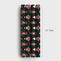Dark Green Pine Holiday Gift Wrap, Watercolor Santa Claus Wrapping Paper, Vintage Christmas Wrapping Paper, Festive Winter Season Gift Wrap