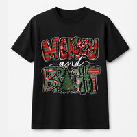 Festive Holiday Tree Graphic T-Shirt, Merry and Bright Christmas T-Shirt, Adorable Retro Xmas T-Shirt, Winter Holiday Season Graphic Tee