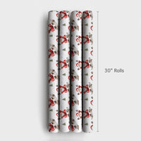 Snowy Tree Santa Gift Wrap, Skateboarding Santa Wrapping Paper, Whimsical Christmas Wrapping Paper, Adorable Skater Santa Present Wrap