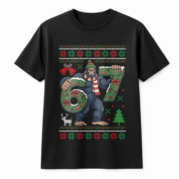 Humorous Sasquatch Ugly Sweater Shirt, Bigfoot 67 Christmas T-Shirt, 67th Birthday Bigfoot Tee, Retro Bigfoot Graphic T-Shirt