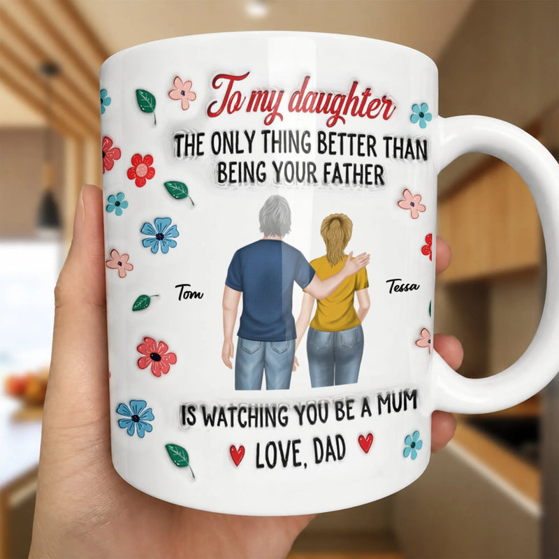 Father and Daughter Love Dad Coffee Mug, Personalized Daughter Ceramic Mug, Touching Birthday Cup, Christmas Present for Daughter from Dad