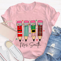 Custom Name Snowflakes Lights Graphic Tee, Personalized Christmas Shirt, Matching Family Holiday T-Shirt, Merry Christmas Season Apparel