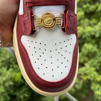 Low Top Sneakers, Burgundy White Colorway, Lace Up Design, Casual Gift for Sneaker Fans