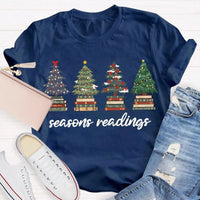 Festive Reading Season Graphic Tee, Christmas Trees and Books T-Shirt, Book Lover Christmas Shirt, Bookish Holiday Shirt, Reader Xmas Present