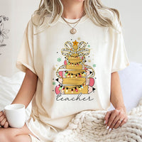 Adorable Educator Holiday Tee, Pencil Tree Bow Teacher Christmas Shirt, Festive School Christmas T-Shirt, Winter Graphic Shirt, Teacher Present