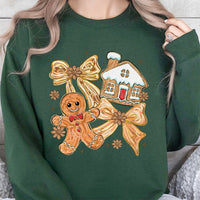 Coquette Christmas Bow Crewneck, Gingerbread Man Sweatshirt, Holiday Cookie Sweater, Aesthetic Xmas Sweatshirt, Holiday Present for Women