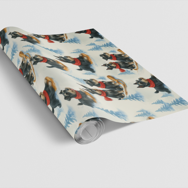 Festive Dog Gift Wrap, Miniature Schnauzer Christmas Wrapping Paper, Adorable Puppy Holiday Wrapping Paper, Dog Lover Gift Wr