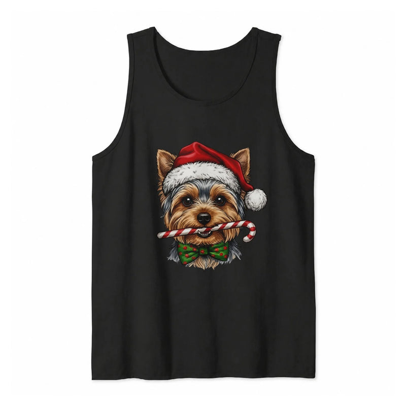 Christmas Dog Tank, Yorkie Santa Tank Top, Adorable Yorkshire Terrier Xmas Sleeveless Tee, Holiday Dog Lover Present, Festive Pet Top