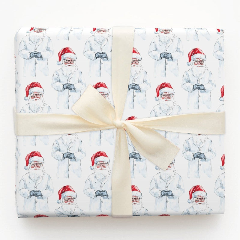Doctor Santa Gift Wrap, Lab Coat Santa Wrapping Paper, Science Holiday Paper, Medical Gift Wrap, Secret Santa Christmas Holiday Present Wrap