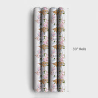 Watercolor Christmas Village Gift Wrap, Pink Gingerbread House Wrapping Paper, Whimsical Holiday Wrapping Paper, Adorable Xmas Gift Wrap Roll