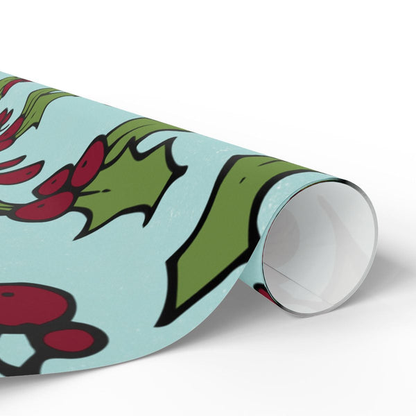 Festive Red Botanical Gift Wrap, Christmas Holly Berry Wrapping Paper, Classic Holiday Present Wrap, Winter Seasonal Gift Wra