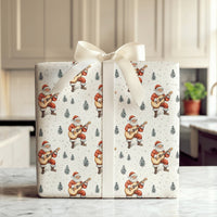 Musical Santa Claus Holiday Gift Wrap, Acoustic Guitar Santa Wrapping Paper, Musician Xmas Wrapping Paper, Festive Christmas Wrapping Paper