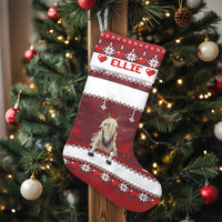 Nordic Pattern Holiday Stocking, Personalized Horse Christmas Stocking, Custom Equestrian Xmas Stocking, Horse Lover Christmas Stocking Present