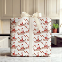 Coastal Christmas Gift Wrap, Rowing Boat Santa Wrapping Paper, Nautical Santa Claus Wrapping Paper, Boating Holiday Present Gift Wrap Roll
