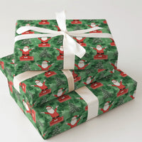 Red Mat Yoga Santa Wrapping Paper, Meditating Santa Wrapping Paper, Green Watercolor Christmas Wrapping Paper, Zen Holiday Gift Wrap Roll