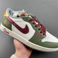 Retro Low Top Sneakers, White Green Red Colorway, Lace Up Design, Casual Gift for Sneaker Fans
