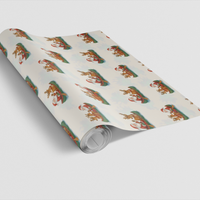Christmas Holiday Gift Wrap, Santa and Reindeer Canoeing Wrapping Paper, Festive Outdoor Santa Wrapping Paper Roll, Xmas Present