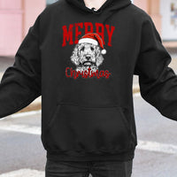Santa Hat Dog Holiday Hoodie, Labradoodle Merry Christmas Hoodie, Adorable Puppy Christmas Hoodie, Dog Lover Pullover Sweatshirt, Dog Mom Present