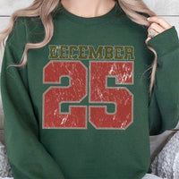Retro Varsity Number Holiday Crewneck, December 25 Christmas Sweatshirt, Vintage Xmas Sweater, Festive Pullover, Christmas Present